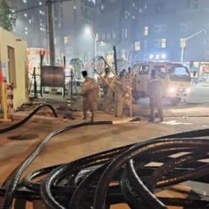 汉南兴城大道电力线地埋正在进行时
