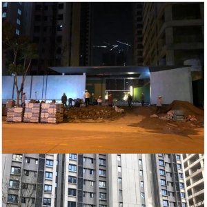 晚上加班加点赶工期,四新海伦堡·海悦世界小区真的要交房啦!