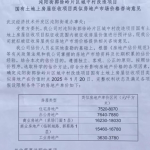 沌口最新!物勘院未纳入郭徐岭城中村改造项目(一期)范围