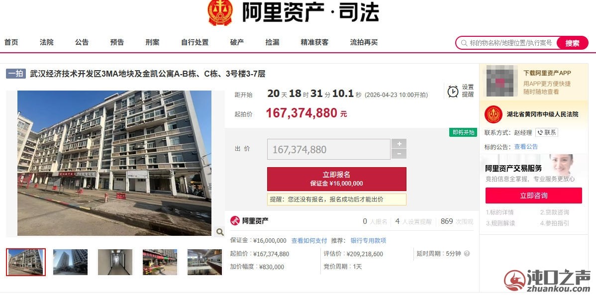 1.67亿元,沌口这个老牌公寓居然要拍卖....