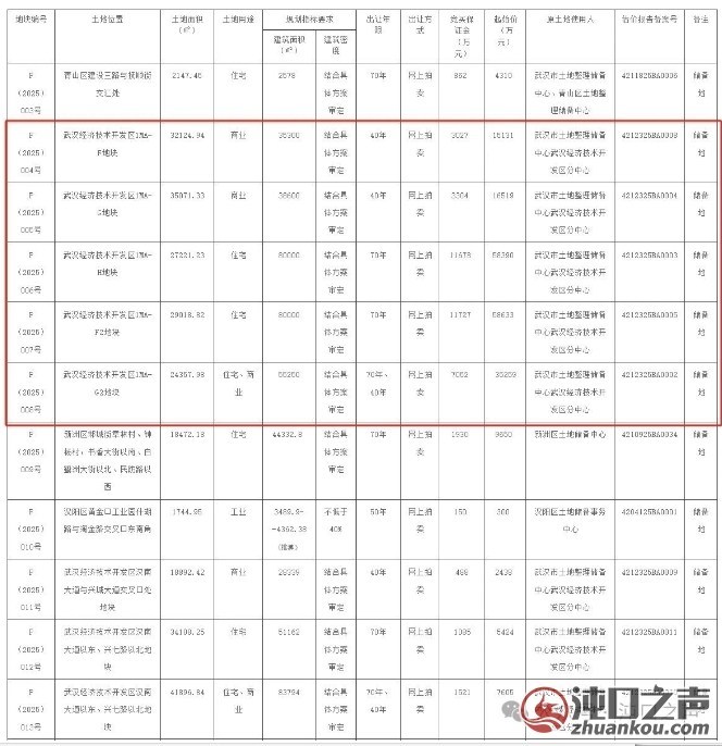 商改住，沌口未来中心内多宗地块重新挂牌拍卖！