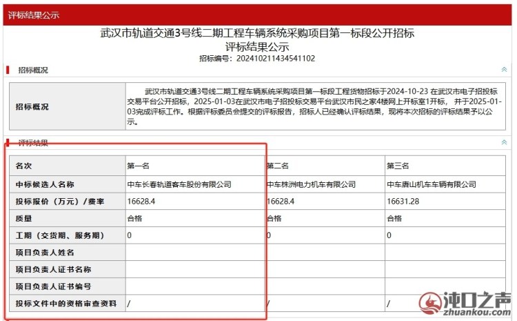 推进中!武汉经开区3号线二期列车中标公告出炉!